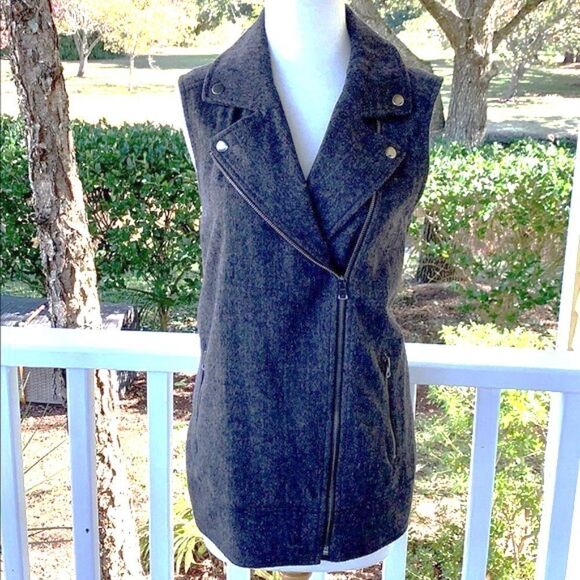 Banana Republic Asymmetrical Wool Zip Front Vest - Picture 2 of 7